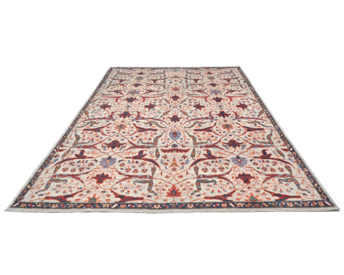 9x12 Gray Aryana Afghan Hand Knotted Veg Dye Wool Area Rug